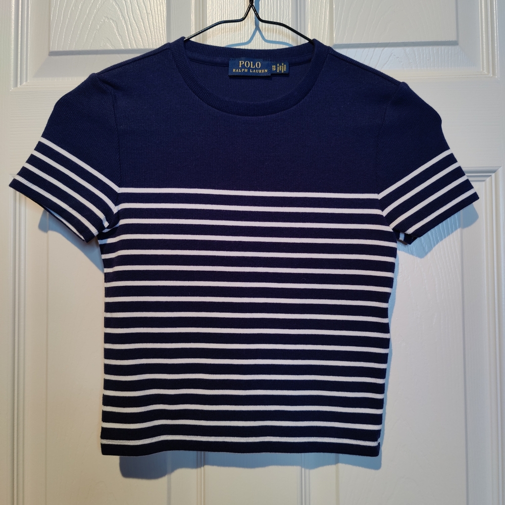 Polo Ralph Lauren Navy and White Striped Tee